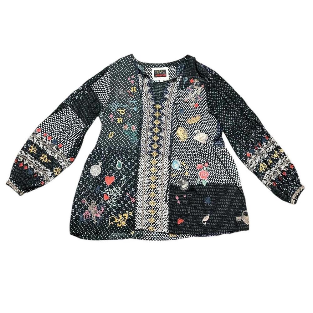 Johnny Was Biya “Alice In Wonderland” Embroidered Blouse